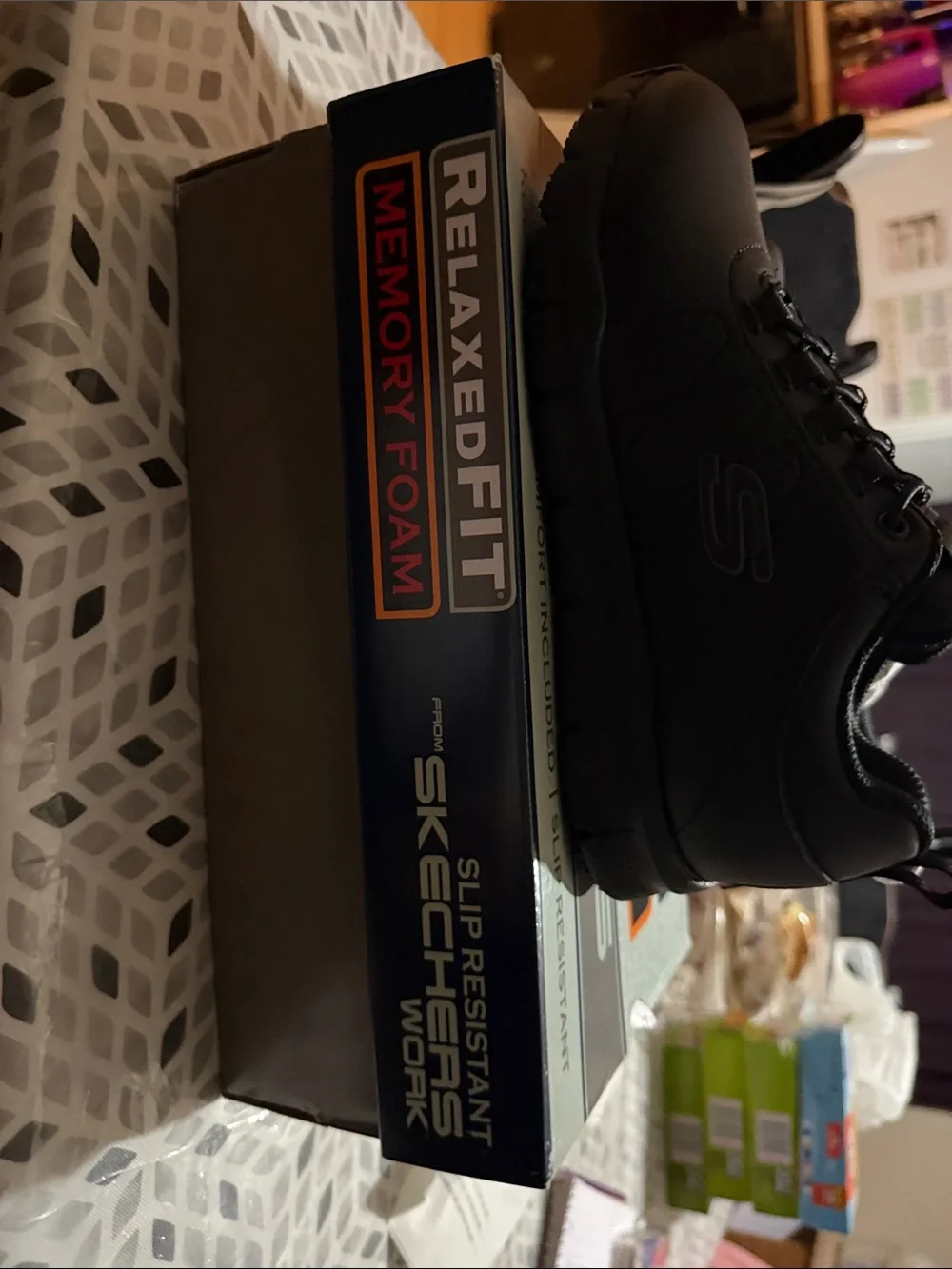 Skechers Men's Black Relaxed-Fit Athletic Lace-Up Shoe